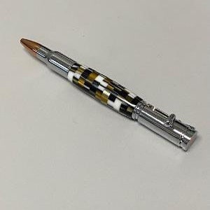 MAGNUM Bolt Action Pen, Checkered Acrylic, Outdoors People, Ball Point, Size Large,