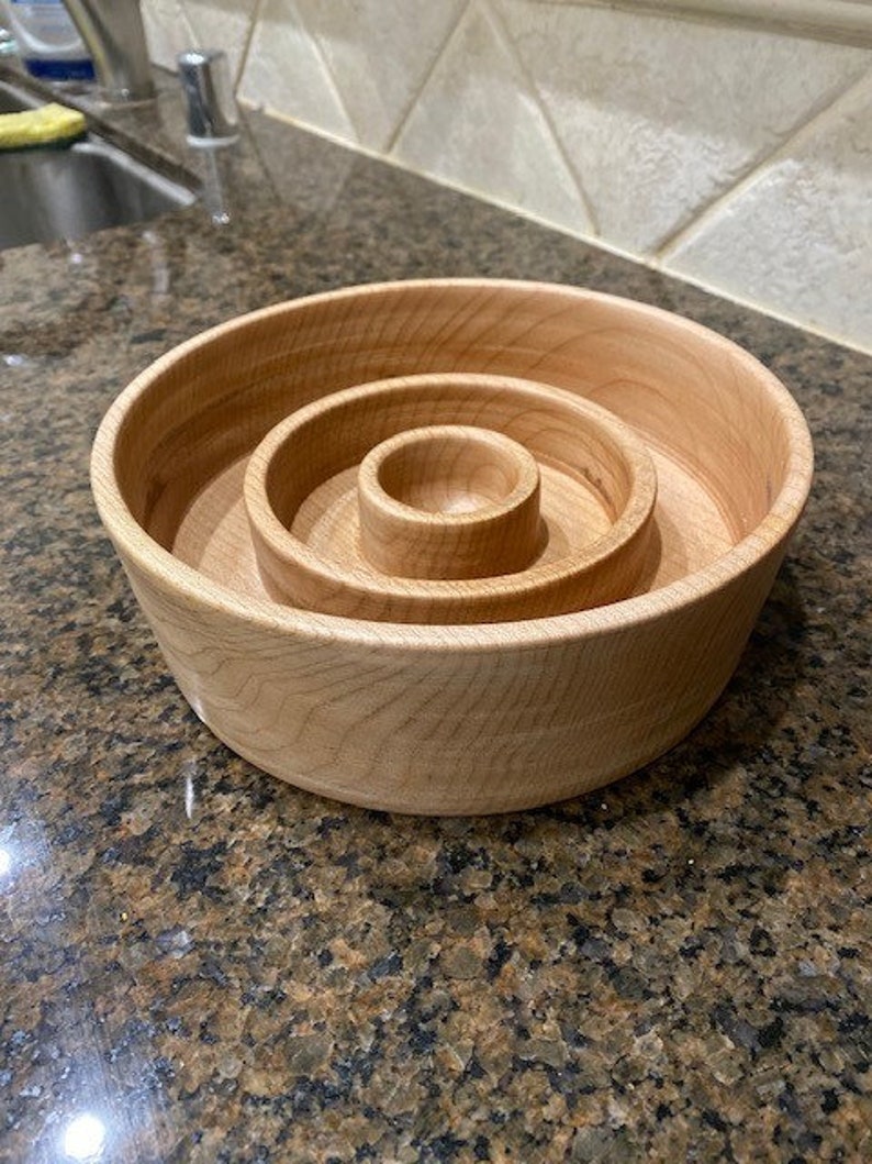 Slow Feed Dog Bowl Maple Handmade Carved Wood Food Safe - Etsy