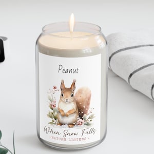 Winter Snow Squirrel Scented Candle: Personalized Holiday Fragrance