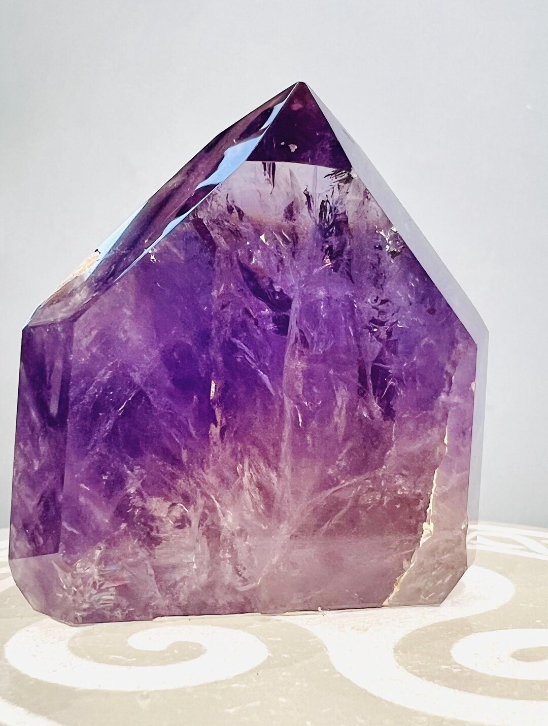 Chunky Brazilian Amethyst Point • Polished Purple Crystal Display Stone ...