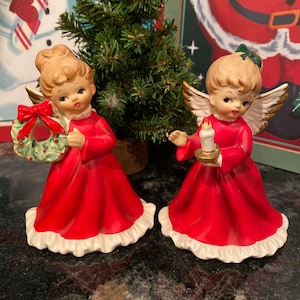 Vintage NAPCO Angel Christmas Figurine 1950 MCM Retro Kitsch