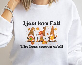Fall gnome Sweatshirt, Cute gnome shirt for fall, gift for women and girls, Holiday sweatshirts