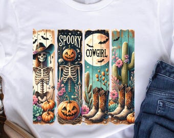 Cowgirl Brushstroke: Halloween PNG, Spooky , Skeleton Clip art, Halloween Tumbler Wrap PNG