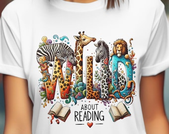 Vild om läsning png, bokälskare sublimeringsdesignfil, bibliotekarie omedelbar digital nedladdning, bokläsningslärare png, boklig png