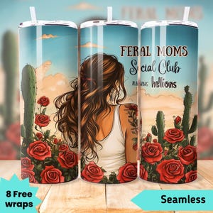 FERAL Mütter Social Club Rarising Hellions 20 Unzen Tumbler Wrap Sublimation Design Instant Download Retro floralen Stil