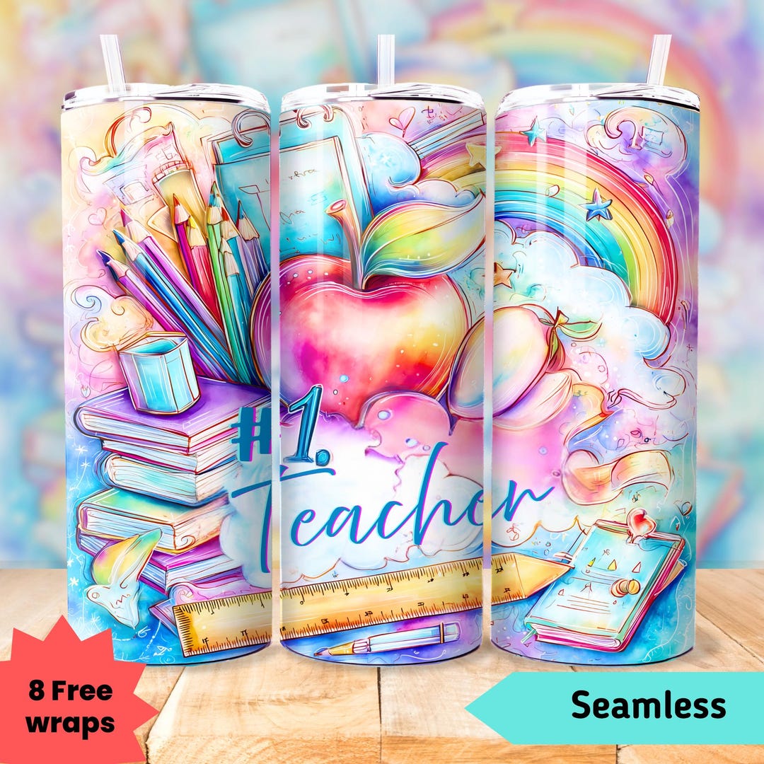 Teacher Sublimation Tumbler Wrap, #1 Teaching PNG Design, Teacher 20 Oz ...