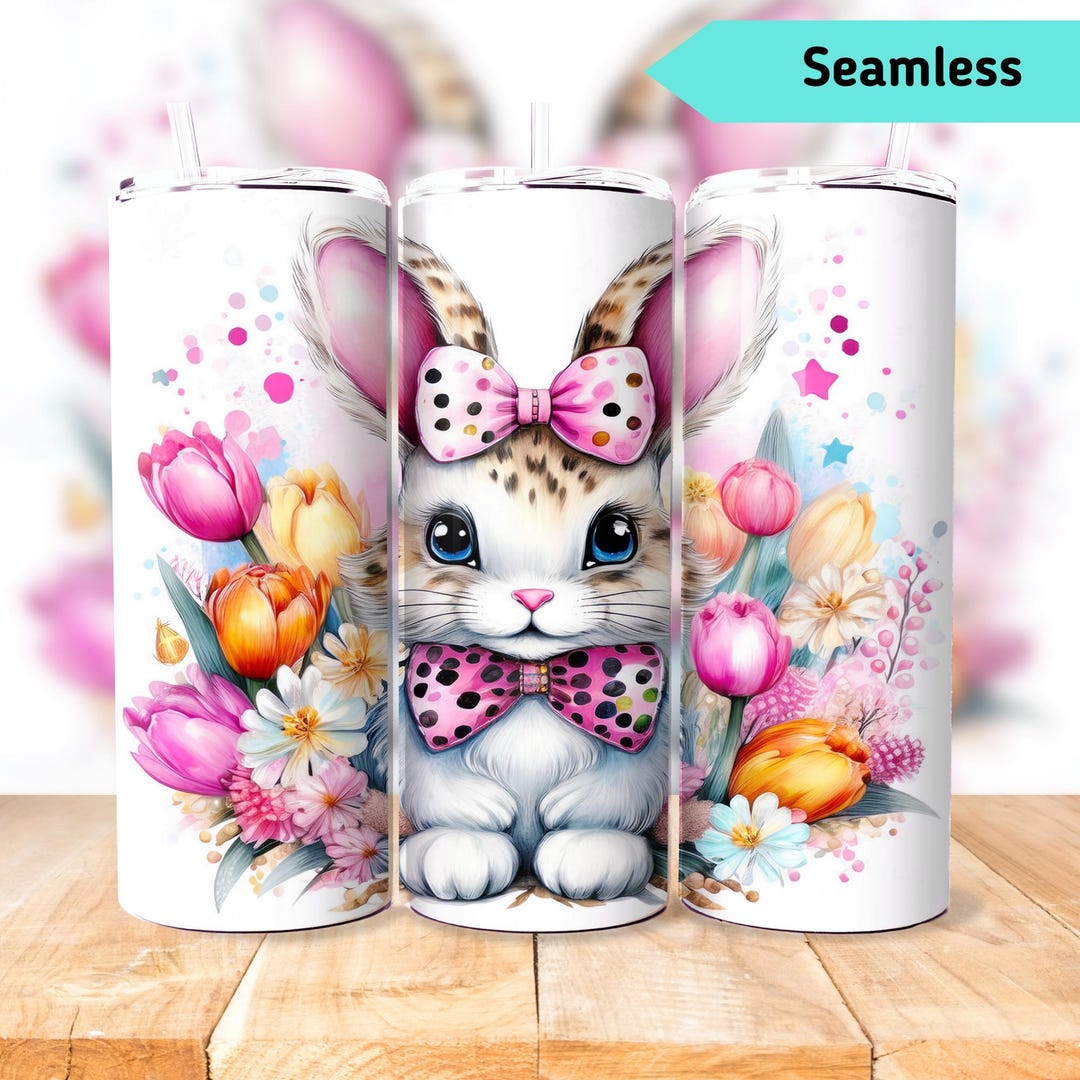 Cute Bunny Tumbler Wrap Sublimation, 20oz Tumbler Wrap Easter Design ...