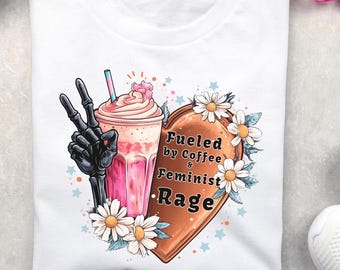 Coffee Feminist Rage Skeleton Art: Playful Sublimation Design (PNG) Sublimation Clipart