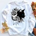 Jose D Ojeda reviewed Black Cat Sweatshirt, Floral Cat Sweatshirt for women, Cat Lover Gift, Boho Fashion