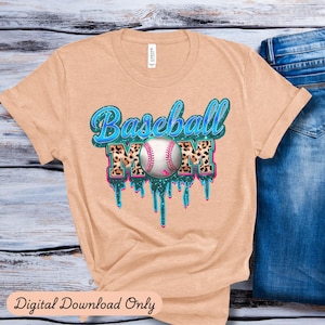 Baseball MOM PNG Leopard Print Mom Sublimation Design for T-Shirts - Sports Mom Digital Download for Baseball Mom