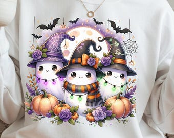 Halloween Ghost PNG: Sublimation Design, Witch Ghosts (Digital Download)