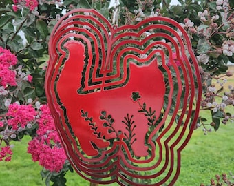 Long Hair Cat Metal Wind Spinner Outdoor Garden Decor Yard Art Hanging Ornament Patio Decoration Kinetic Gift Mothers Day Gift