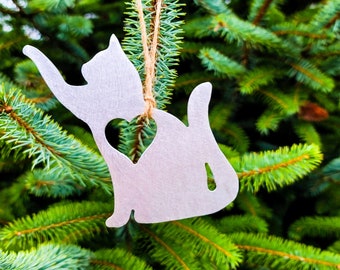 Cat Love Christmas Ornament Heart Hand Made Paw Kitty Custom Gift Her Him Personalize Wedding Favor Travel Home Holiday Decor Souvenir