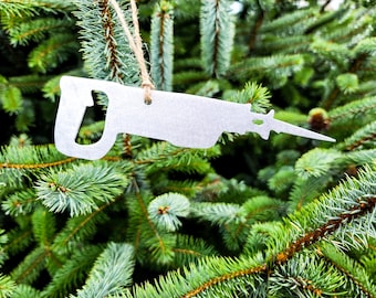 Sawzall Metal Christmas Tree Ornament Tool Present Stocking Stuffer Aluminum Hand Made Custom Gift Her Him Personalize Home Holiday Decor