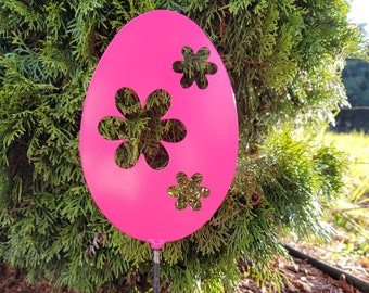 Fun Flower Easter Egg Hunt Metal Art Garden Stake Decoration, Easter, Garden Art, Yard Art, Gift, Decoration, Outdoor Easter Decor, Floral