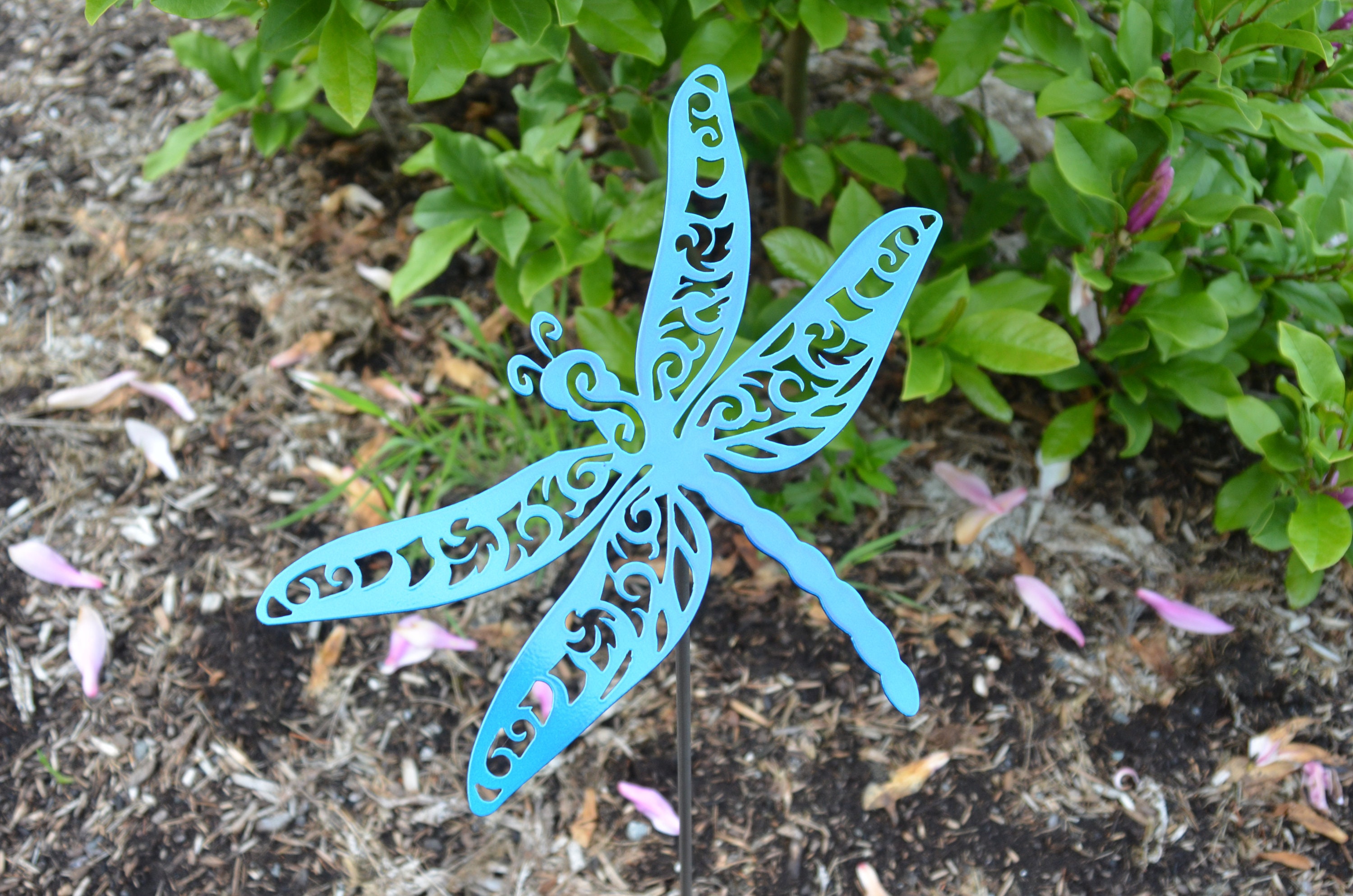 Metal Art Dragonfly Garden stake Decoration Garden Art Yard Etsy