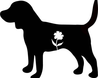 Metal Art Floral Beagle Basset Hound Mix Dog Stake Decoration, Single Flower, Yard Art, Spring Garden Decoration, Outdoor Garden Decor, Gift