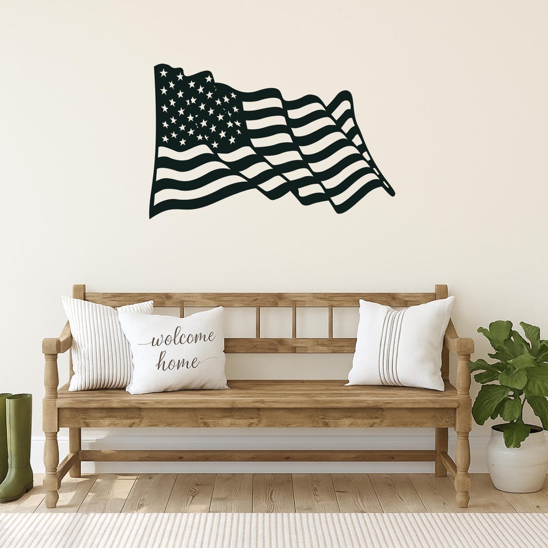 American Flag Metal Wall Art Patriotic Home Decor USA Steel Wall Sign ...