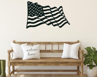 American Flag metal wall art patriotic home decor USA steel wall sign indoor outdoor gift for veterans military home entryway