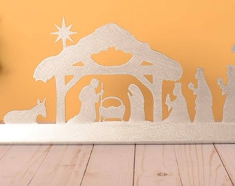 Letrero metálico de belén, decoración navideña personalizable