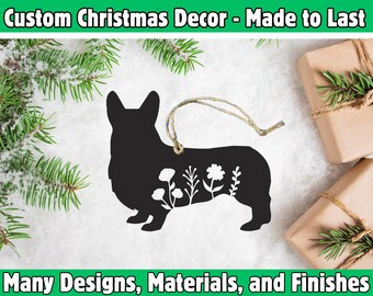 Corgi Dog Ornament Dog Lover Christmas Tree Decor Custom Pet Keepsake Gift Personalized Holiday Farmhouse Metal Ornament Handmade