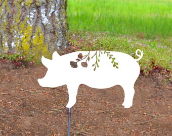Metal Art Floral Garden pig stake Decoration, Garden, Spring Garden Decoration, Outdoor Garden Decor, 4H, 4 H, piggy, piglet, swine