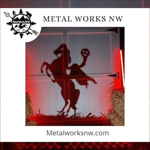 Headless Horseman Halloween Decor Garden Stake Halloween Decor Shadow Cast Hanging Metal Art Sleepy Hollow Decor Spooky Custom Decor