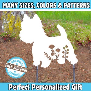 Westie Dog Garden Stake Yard Art Metal West Highland Custom Terrier Silhouette Heart Cutout Pet Memorial Gift Custom Metal Hanging Art