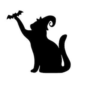 Metall-Halloween-Kunst-Katze im Hexenhut mit Fledermaus-Pfahl-Dekoration, Garten, Yard-Kunst, handgemacht, Frühlings-Garten-Dekoration, Outdoor-Garten-Dekor Bild 1
