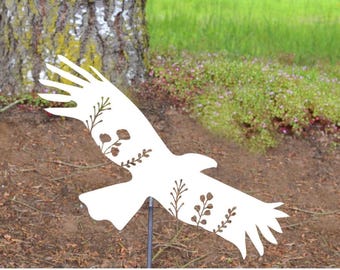 Flying Eagle Metal Sign Eagle Garden Stake Floral Eagle Wall Sign Bird Lovers Gift Ideas Customizable Yard Decor    American Wildlife Decor