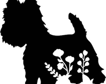Metal Art Floral West Highland Terrier Stake Decoration, Westy Love, Yard Art, Garden Decoration, Outdoor Garden Decor puppy, memorial