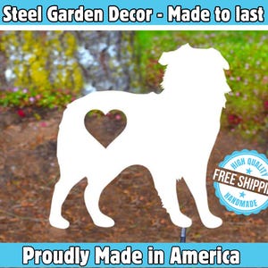 Metal Art  Australian Shepherd with heart Stake Decoration Aussie Yard Art Gift Dog Lover  Spring Garden Decoration Outdoor  Decor