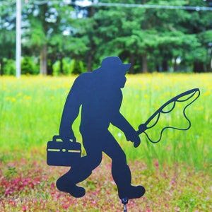 Sasquatch Garden Stakes  Bigfoot Yard Stakes  Staked Yard Art  Metal Sasquatch  Custom Fishing  Bigfoot Yard Art