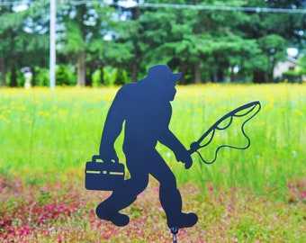 Sasquatch Garden Stakes  Bigfoot Yard Stakes  Staked Yard Art  Metal Sasquatch  Custom Fishing  Bigfoot Yard Art