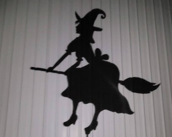 Metal Halloween Cute Witch Decor, Stake Decoration , Garden Art, Yard Art, Hand Made, Fall Decor, Outdoor Garden Decor, Witches,Broom