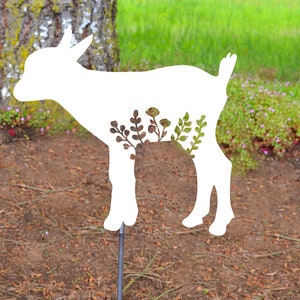 Floral Lamb Sign Farm Inspired Decor Country Living Gift Lamb Garden Display Baby Nursery Decor Customizable Metal Farm Sign Gift for Her
