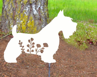 Metal Art Miniature Schnauzer Dog Stake Decoration w/cropped ears, Garden Yard Art Gift Garden Decoration Outdoor Garden Decor Personalize