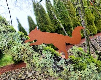 Squirrel Metal Art Garden Post Mount Decoration, Stake, Yard Art, Hand Made, Spring Garden Decoration, Outdoor Garden Decor Gift Him Her