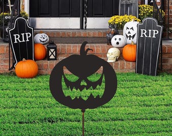 Scary Jack O Lantern Halloween Metal Sign Decor Garden Stake Halloween Decor Shadow Cast Hanging Metal Art Decor Spooky Custom Decor