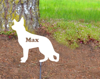 Metal Art German Shepherd Dog Lover Stake Decoration, Garden, Yard Art, Gift, Garden Decoration Outdoor Garden Decor Personalize Name Plate