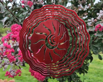 Red Sun Metal Art Metal Wind Spinner Outdoor Garden Decor Yard Art Hanging Ornament Patio Decoration Kinetic Gift Mothers Day Gift