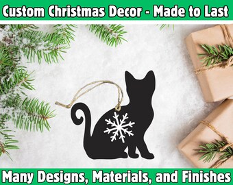 Cat with Snowflake Christmas Ornament Winter Holiday Tree Decor Pet Lover Gift Custom Keepsake Handmade Xmas Decoration