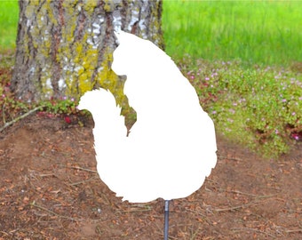 Lang haar kat metalen tuin inzet Sassy Kitty Decor Fluffy Kitty silhouet kattenliefhebbers cadeau-ideeën aangepaste metalen bord huisdier Memorial Decor