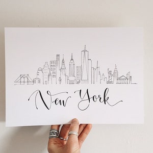 New York Skyline Line Art, New York City Skyline