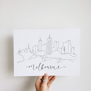 Melbourne Skyline Poster Line Art