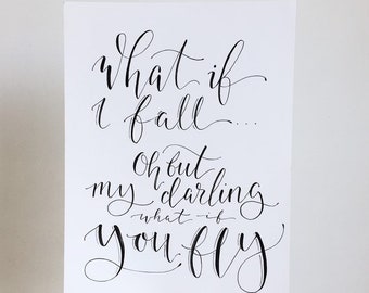 What if I fall... calligraphy Wall Quote