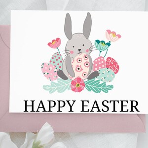 Osterkarten, Hase Osterkarte, Frohe Ostern Karte, personalisierte Karte, Für Mama, Kaninchen Osterkarte, Rosa Osterkarte, Printable Editable
