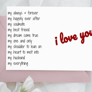 Cartão de aniversário romântico para impressão, marido - cartão romântico, cartão sentimental, cartão eu te amo, aniversário de casamento, cartão de dia dos namorados