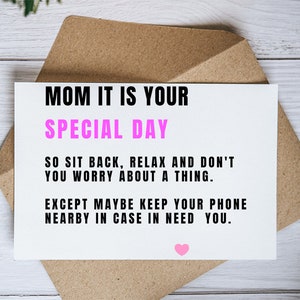 Druckbar Bearbeitbar Halten Sie Ihr Telefon in der Nähe - Mama Karte - Lustige Muttertagskarte - Mama Geburtstagskarte - Mama Liebe Dich Karte - Nur weil Karte