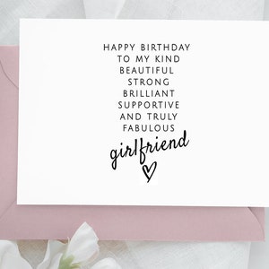 Printable Girlfriend Birthday Card, Birthday Card For Girlfriend, Romantic Birthday Card for Girlfriend, Birthday Cute Poem Card For Her
